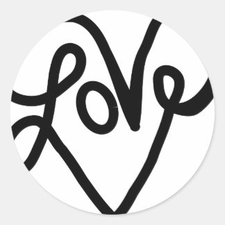 Love Typography Text Art Classic Round Sticker