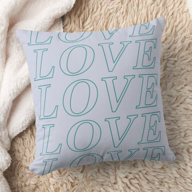 Love Typography Valentine's Day Pillow - Blue (Creator Uploaded)