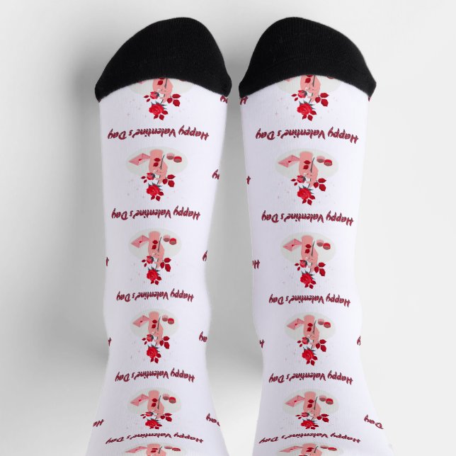 Love Typography with Hand and Rose  Socks (Top)