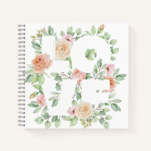LOVE Typography with Watercolor Roses and Greenery Notebook