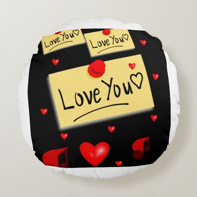 love u black zazzle new round cushion (Front)