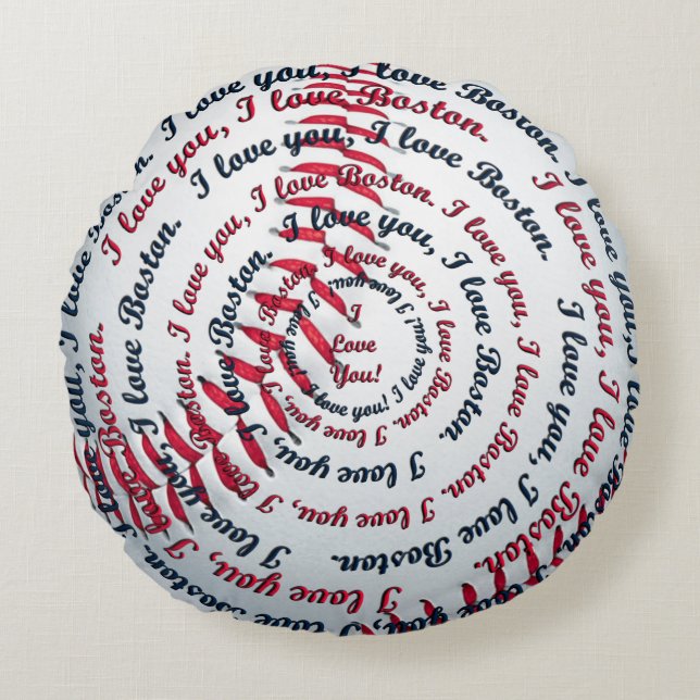 Love u Love Boston 02-Round Baseball Pillow (Front)