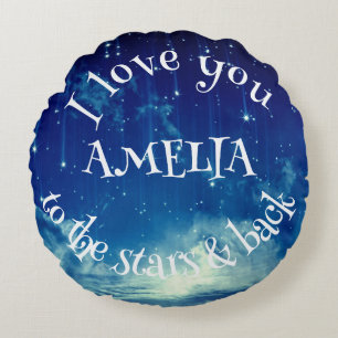 LOVE U TO THE STARS & BACK ,CELESTIAL PERSONALIZED ROUND CUSHION