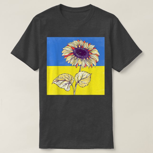 LOVE Ukraine Sunflower Ukrainian Flag Stand With U T-Shirt (Design Front)