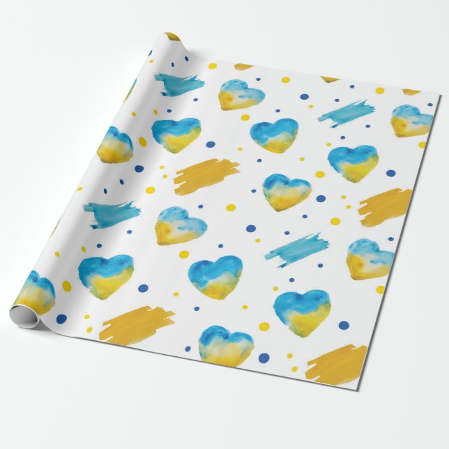 Love Ukraine Watermark Pattern Wrapping Paper (Unrolled)
