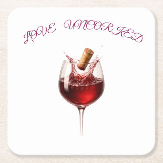 Love Uncorked Elegant Wine Splash Paper Napkins Square Paper Coaster