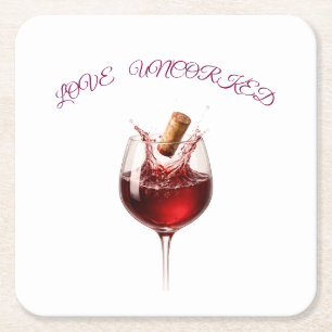 Love Uncorked Elegant Wine Splash Paper Napkins Square Paper Coaster