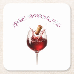Love Uncorked Elegant Wine Splash Paper Napkins Square Paper Coaster