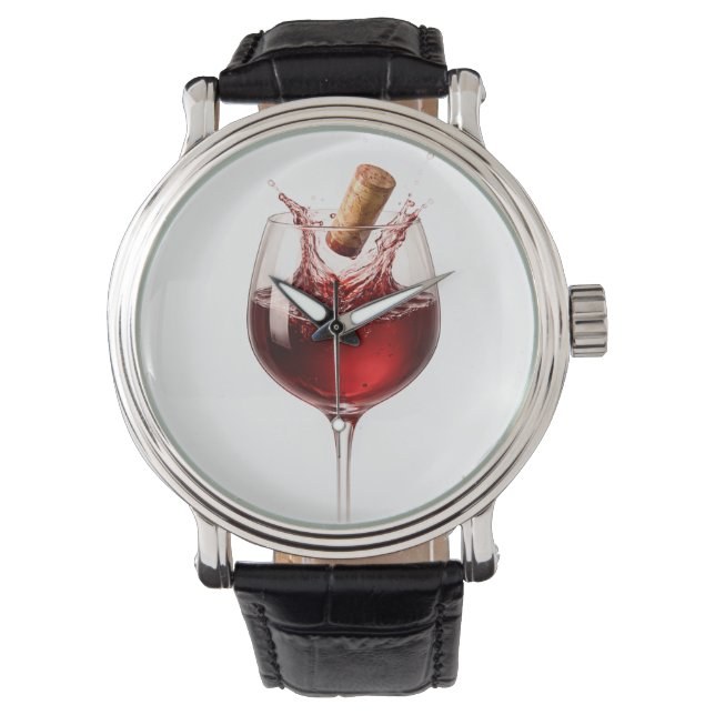 Love Uncorked Elegant Wine Splash Wedding Gift Watch (Front)