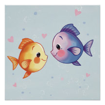 Love Under the Sea – Cute Watercolor Fish Couple