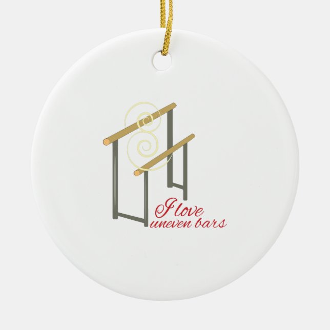 Love Uneven Bars Ceramic Tree Decoration (Front)
