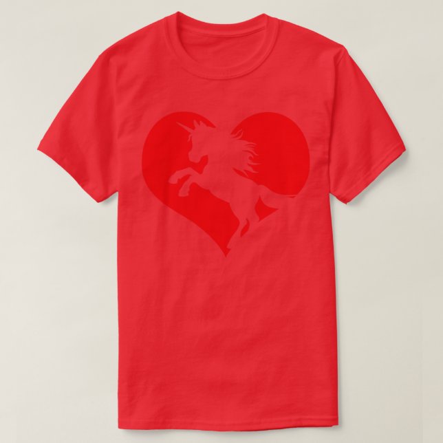 Love Unicorns Heart Unicorn Silhouette Cute T-Shirt (Design Front)