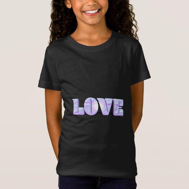 LOVE Unique 3D Modern Graphic, Cool Black T-Shirt (Front)