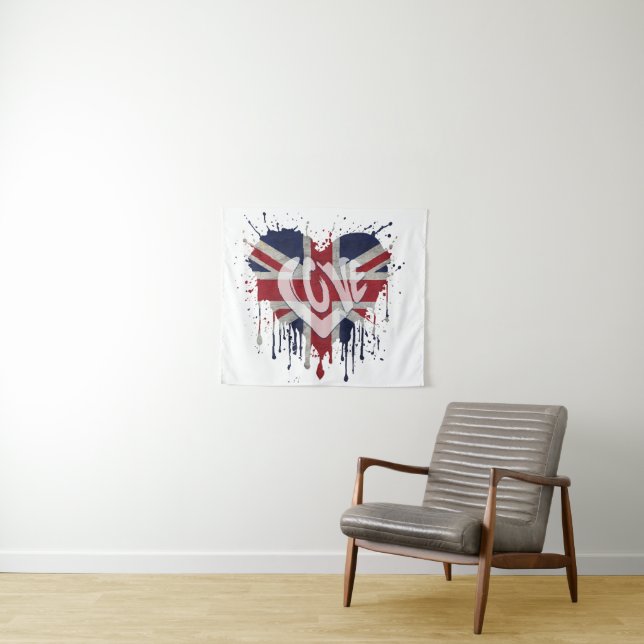 Love United Kingdom Flag Tapestry (In Situ (Horizontal))