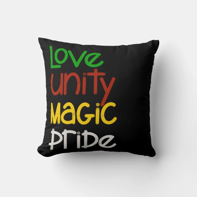 Love Unity Magic Pride Black Cushion (Front)