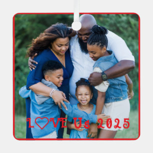 "LOVE US" Family Photo PERSONALIZE It Metal Tree Decoration
