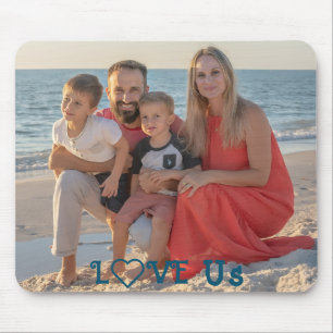 "LOVE US" Family Photo PERSONALIZE Mouse Pad
