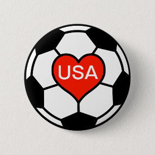 Love US Women's Soccer Team 6 Cm Round Badge