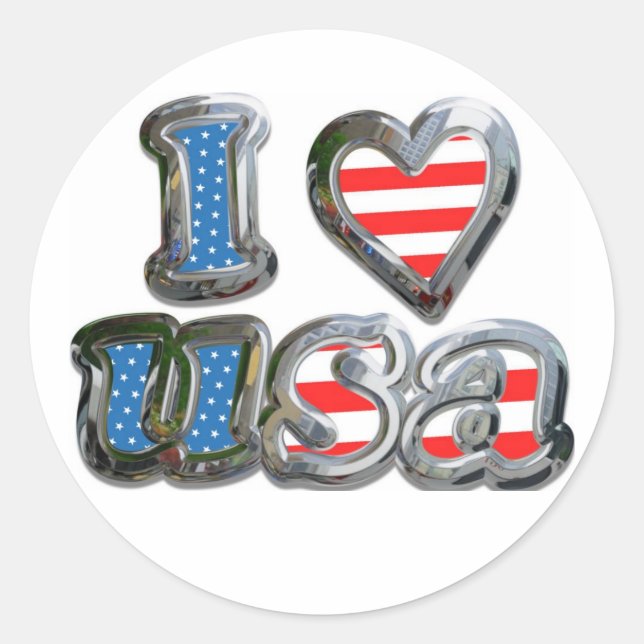 love usa classic round sticker (Front)