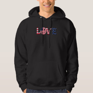 Love USA Flag Happy Face 4th of July American Inde Hoodie