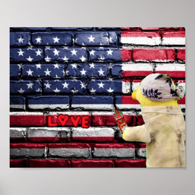 Love USA graffiti wall art. Poster (Front)