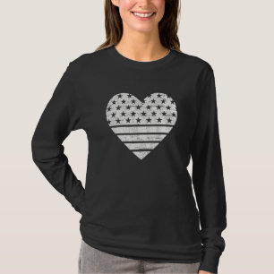 Love Usa Heart Shape American Flag Cute Americans T-Shirt