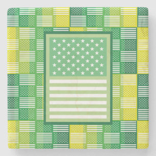 LOVE. USA / USA FLAG GREEN COLORS BY MASANSER STONE COASTER
