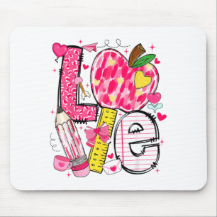 Love Valentine Apple Pencil Teacher Boys Girls Tea Mouse Pad