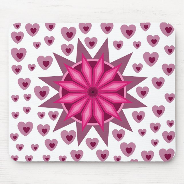 LOVE VALENTINE, BIRTHDAY PARTY GIFT WITH HEARTS MOUSE PAD (Front)