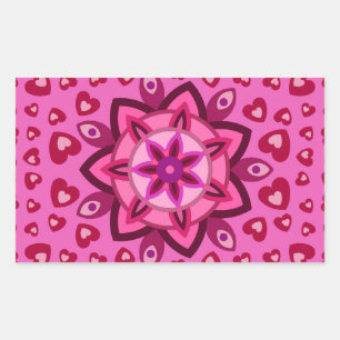 LOVE VALENTINE, BIRTHDAY PARTY GIFT WITH HEARTS SQ RECTANGULAR STICKER