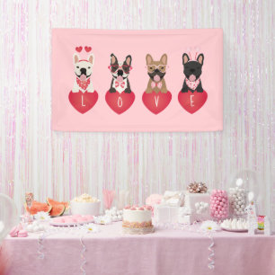 Love Valentine French Bulldogs Banner