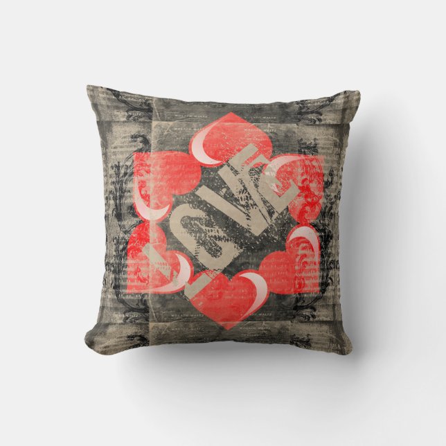 Love, Valentine Hearts Pillow Reversible Chic (Front)