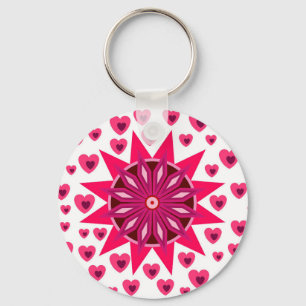 LOVE VALENTINE PARTY WITH HEARTS FLOWER GIFT KEYCH KEY RING