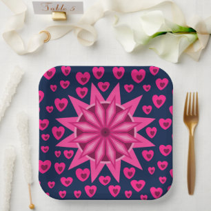 LOVE VALENTINE PARTY WITH HEARTS PAPER PLATES