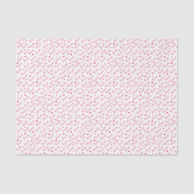 Love Valentine Pink Red Hearts Tissue Paper (Front)