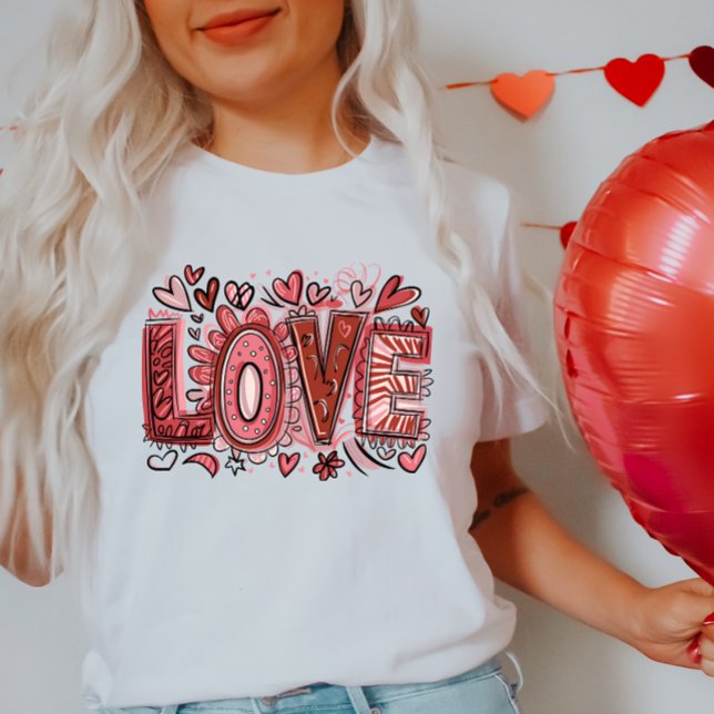 LOVE Valentine T-Shirt, Heart and Flower T-Shirt (Creator Uploaded)