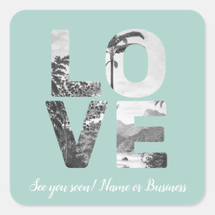 LOVE Valentine Theme Customisable Photo Pattern Square Sticker