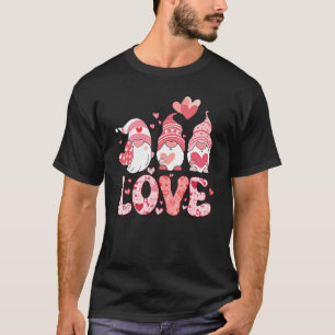 LOVE Valentine Three Gnome Gnome Valentine's Day T-Shirt