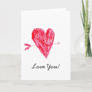 Love Valentine's Cute Kid Drawing Greeting Card