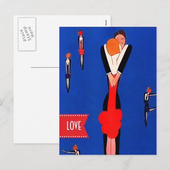 Love. Valentine's Day Art Deco Design Postcards (Front/Back)