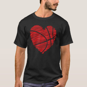 Love Valentines Day Basketball Art Scribble Heart T-Shirt