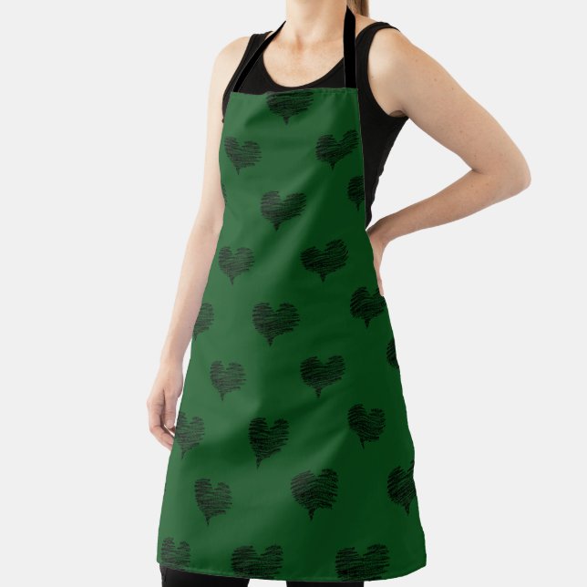 Love Valentine's Day Black Heart Sketch Apron (Insitu)