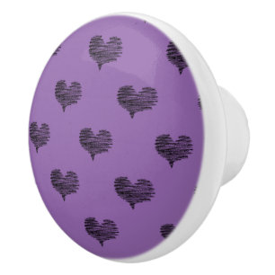 Love Valentine's Day Black Heart Sketch Ceramic Knob