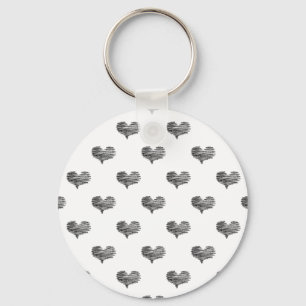 Love Valentine's Day Black Heart Sketch Key Ring