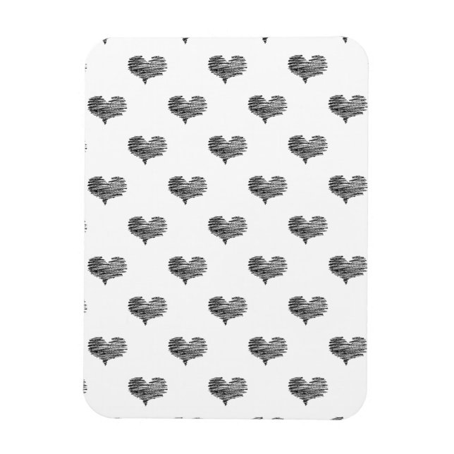 Love Valentine's Day Black Heart Sketch Magnet (Vertical)