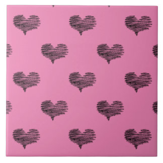 Love Valentine's Day Black Heart Sketch Tile