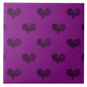 Love Valentine's Day Black Heart Sketch Tile