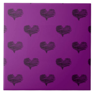 Love Valentine's Day Black Heart Sketch Tile