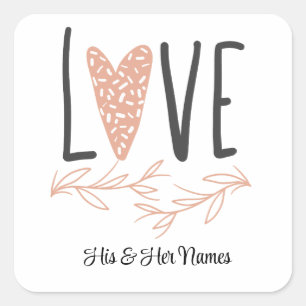 Love - Valentine's Day Boho Cute Square Sticker