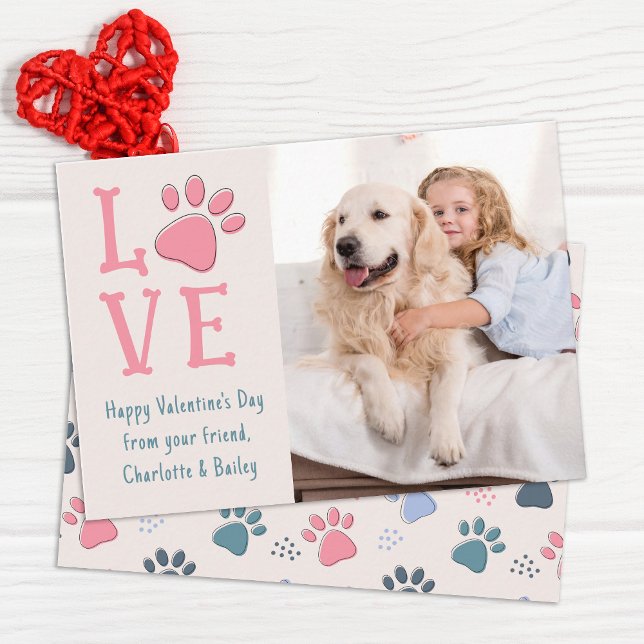 LOVE Valentines Day Custom Pet Dog Photo Classroom Card (Creator Uploaded)